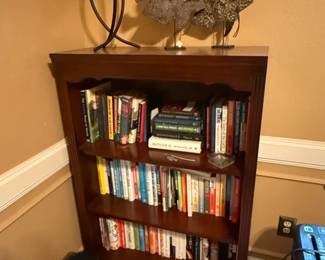 Traditional Dark Stained Wood Open Bookcase