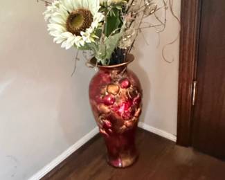 Decorative Ceramic Floor Vase with Applied Fruit Motif