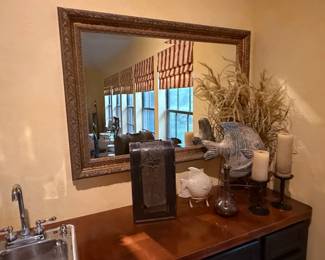 Ornate Carved Wood Framed Wall Mirror