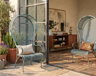 2 PEACOCK PORTER PATIO CHAIRS MID-CENTURY MODERN