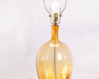 BLENKO STYLE AMBER GLASS TABLE LAMP MID-CENTURY