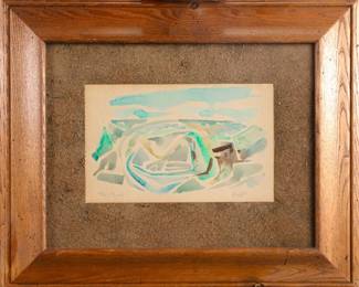 ARTHUR KRAFT "THE BEACH" MCM GOUACHE PAINTING