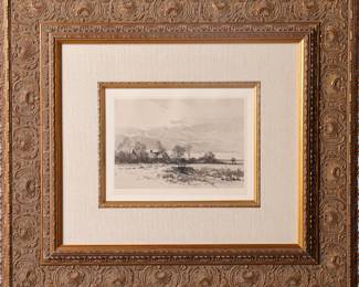 LOUIS APOL "WINTER LANDSCAPE" 1890 ETCHING
