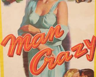 1958 MAN CRAZY ONE-SHEET MOVIE POSTER