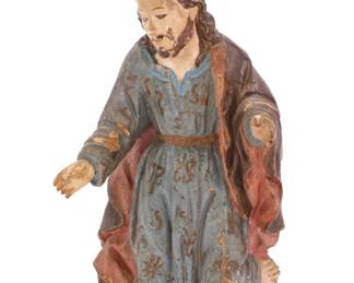 18-19c KNEELING CHRIST CARVED WOOD SANTO SCULPTURE