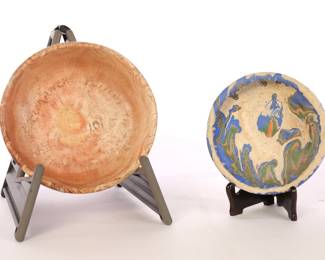 2 COMMANCHE POTTERY SWIRL DESIGN CLAY BOWLS