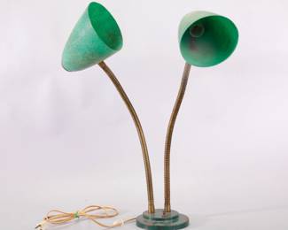 MID-CENTURY MODERN FIBERGLASS SHADE DOUBLE LAMP