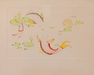 GUILLERMO ZUNIGA HAND-COLORED ETCHING KOI FISH