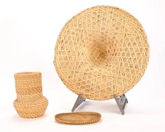 TRIO OF WOVEN REGIONAL / GLOBAL FOLK ART BASKETS