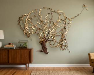 MID-CENTURY BRUTALIST COPPER/ BRASS TREE WALL ART