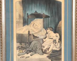 1874 CURRIER & IVES "HOUSEHOLD TREASURES" LITHOGRAPH