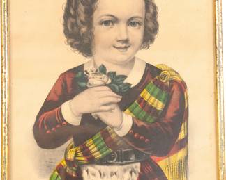 19c CURRIER & IVES "LITTLE WILLIE" CHROMOLITHOGRAPH