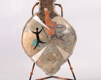 JOSEPH De CASTRO TRIBAL JAR INLAID STONE SCULPTURE