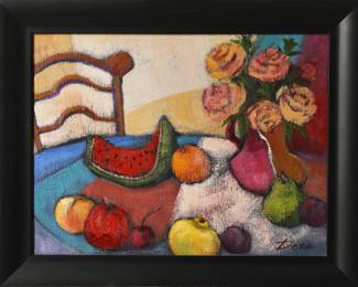 ANA MARIA DEZA (b. 1959) STILL LIFE OIL PAINTING