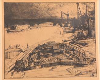 1913 DONALD SHAW MacLAUGHLAN ETCHING WIND & RAIN