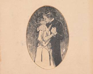 c.1900 ORIGINAL PEN & INK SOCIETY ILLUSTRATION A.G.