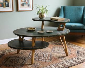 MID-CENTURY MODERN ATOMIC TIERED COFFEE TABLE