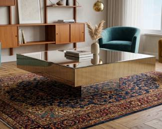 70s HOLLYWOOD REGENCY MIRROR TOP COFFEE TABLE