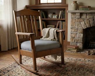 AMERICAN ARTS & CRAFTS GOLDEN OAK ROCKING CHAIR