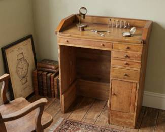 ANTIQUE PRIMITIVE PINE WATCHMAKERS JEWELERS DESK