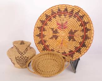 TRIO OF WOVEN REGIONAL & NATIVE BASKETS