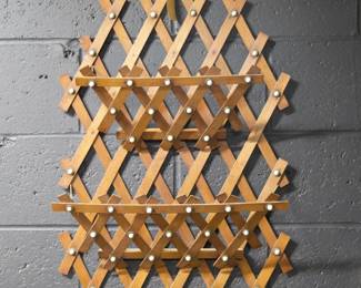 19c VICTORIAN TRAMP ART LATTICE WALL SHELF