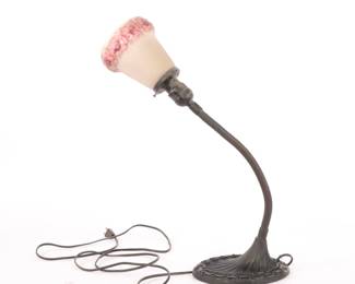 ART DECO GOOSENECK LAMP REVERSE PAINT GLASS SHADE
