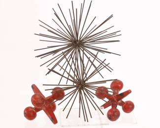 MID-CENTURY METAL TABLETOP SCULPTURE JACKS SPIKES
