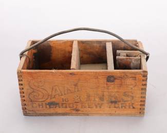 19c SANFORD'S INKS WOOD ADVERTISING DISPLAY TOTE