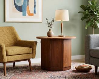 LANE MCM OCTAGONAL BASE ROUND TABLE CABINET