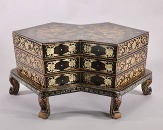 CHINESE LACQUER IMPERIAL DRAGON STACKING BOXES