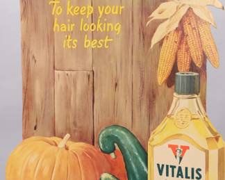 50s VITALIS HAIR TONIC COUNTERTOP ADVERTISING SIGN