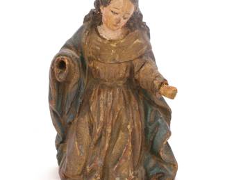 19c PENITENT SAINT CARVED WOOD SANTO SCULPTURE