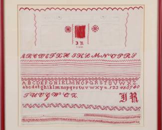 1901 REDWORK DARNING NEEDLEWORK SAMPLER