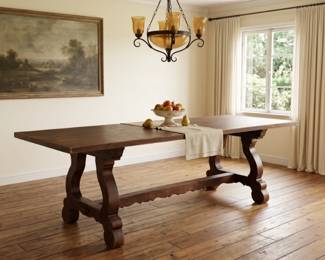 RENAISSANCE REVIVAL WALNUT FARM DINING TABLE