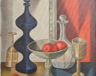 MID-CENTURY MODERN CUBIST STILL LIFE PAINTING