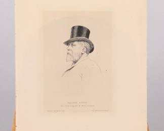 c.1880 HENRI GUERARD ETCHING PHILLIPPE BURTY PORTRAIT
