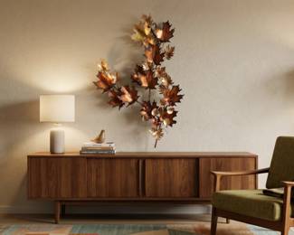 CURTIS JERÉ MCM MAPLE LEAF METAL WALL SCULPTURE