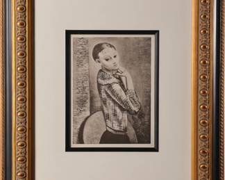 MOISE KISLING "LA FILLETTE PLAID" 1927 ENGRAVING