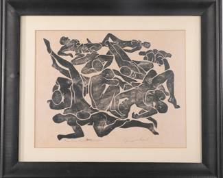 JAMES M PAUL "FALLEN ATHELETES" WOODBLOCK SIGNED/#