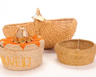 TRIO OF 3 MEXICAN & AMERICAN FOLK ART BASKETS