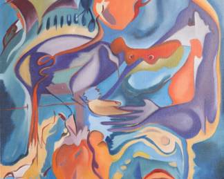 M.A. POPPER "STRAWBERRY FIELDS" ABSTRACT PAINTING