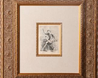 SALVATOR ROSA 1657 ETCHING "SEATED FIGURE & YOUTH"