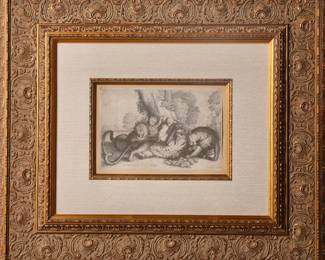 PETER PAUL REUBENS 1645 ETCHING "SIX LIONS" HOLLAR