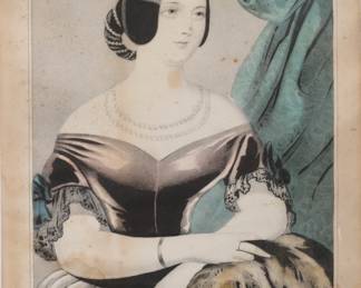 1848 CURRIER & IVES HAND-COLORED LITHO "ADELINE"