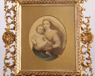 RAPHAEL "MADONNA" CHROMOLITHO BAROQUE GILTWOOD 