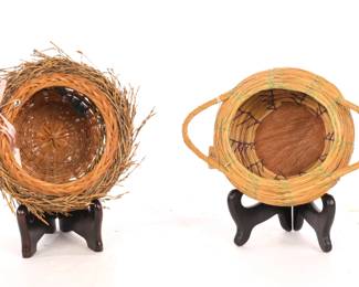  2 NATIVE OR FOLK ART STYLE BASKETS