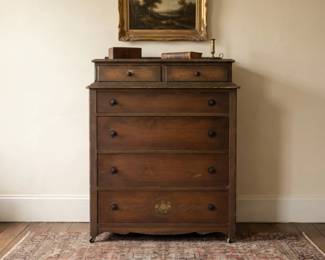 VICTORIAN EASTLAKE WALNUT COTTAGE CHEST OF DRAWERS