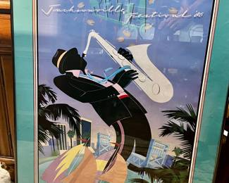 Vintage 1986 Framed Signed, Limited Edition Jacksonville Jazz Festival Poster