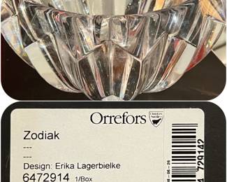 Orrefors Sweden Crystal Large Zodiac Bowl by Erika Lagerbielke, 9-7/8" Diameter, original box